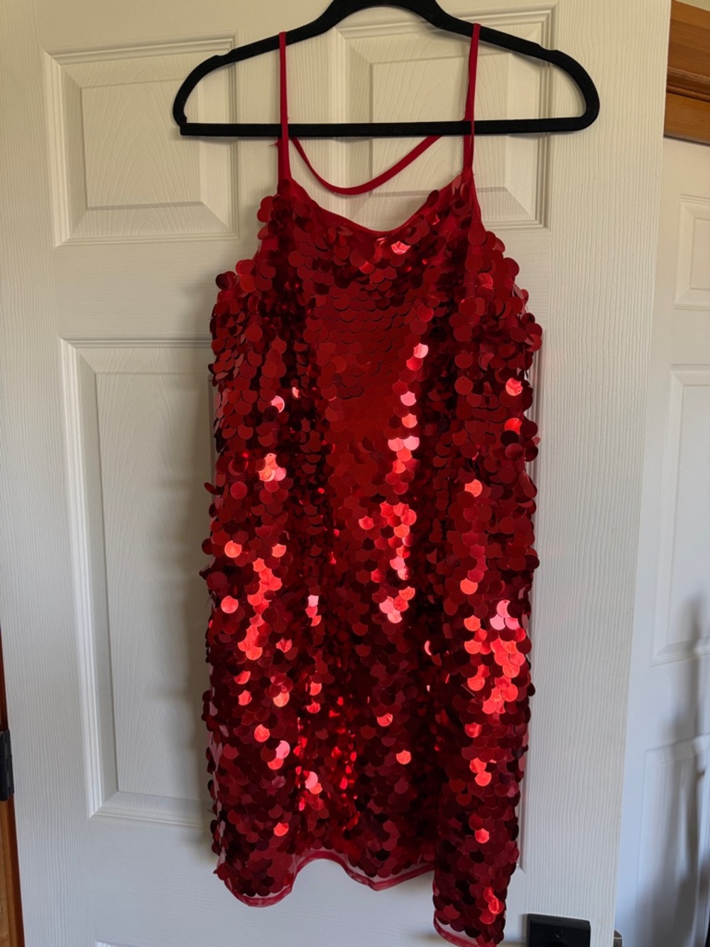 Topshop Red Sequin Slip Dress